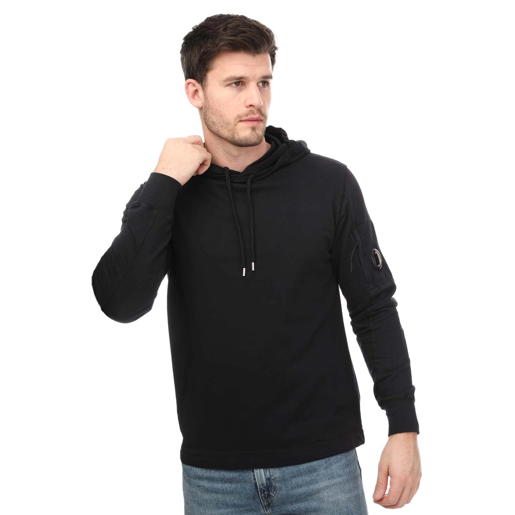 CP Company Mens Light Fleece Hoodie in Black Cotton - Size X-Large